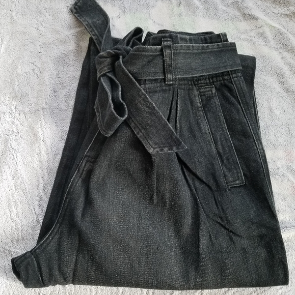 Very J Wide Leg High Paper Bag Waist Relaxed Fit Black Jeans Size Sm Md & Lg NWT - Picture 4 of 10